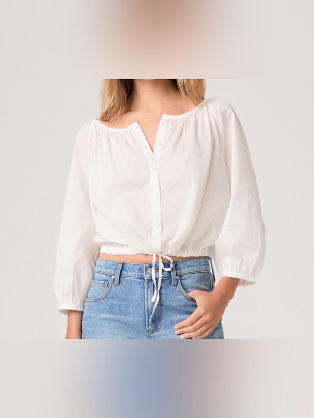 PAIGE Kinzie White Cotton Voile Balloon Sleeve Top XS